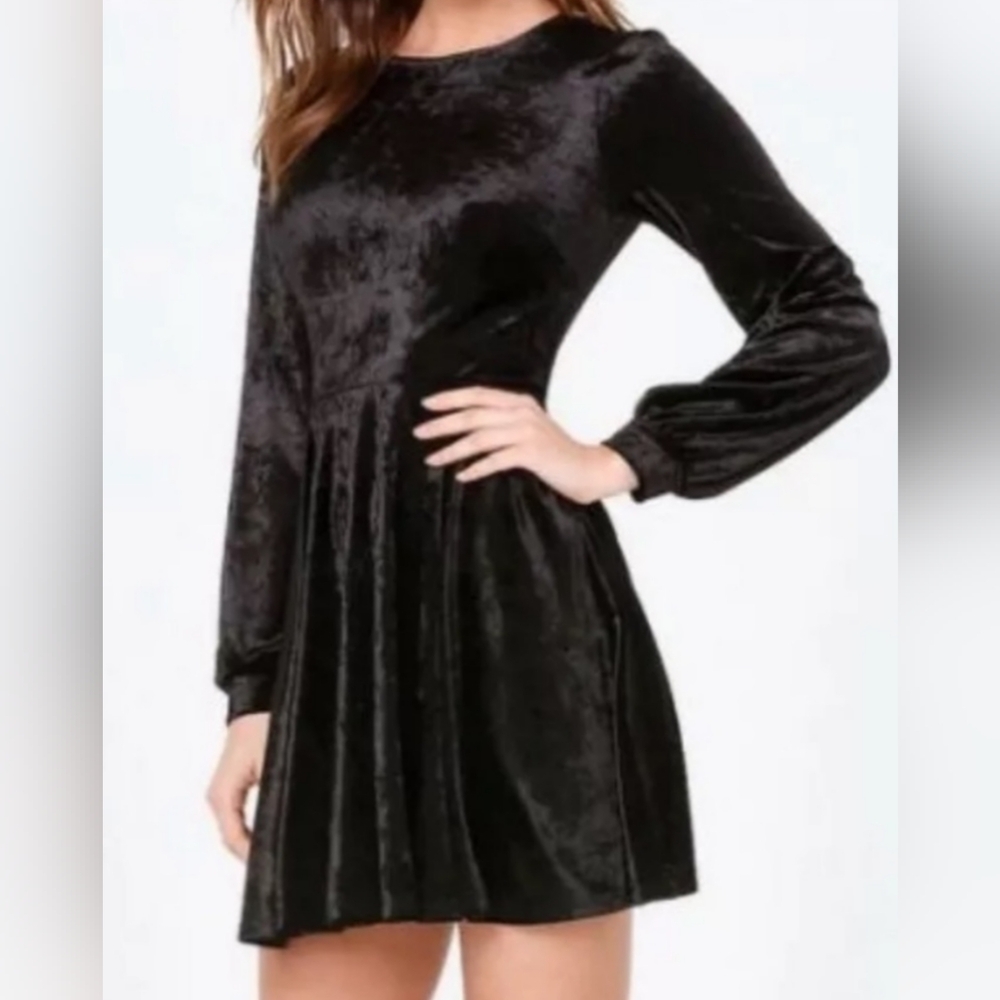 Vintage Y2k Bebe Velvet Long Sleeve Mini Dress Black XL
